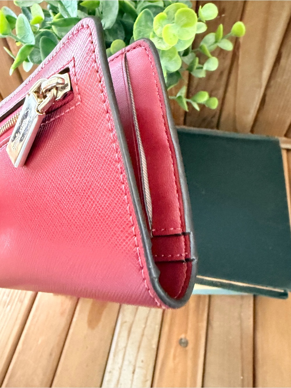 Kate Spade in Red Saffiano Leather Bifold Wallet - Picture 7 of 11